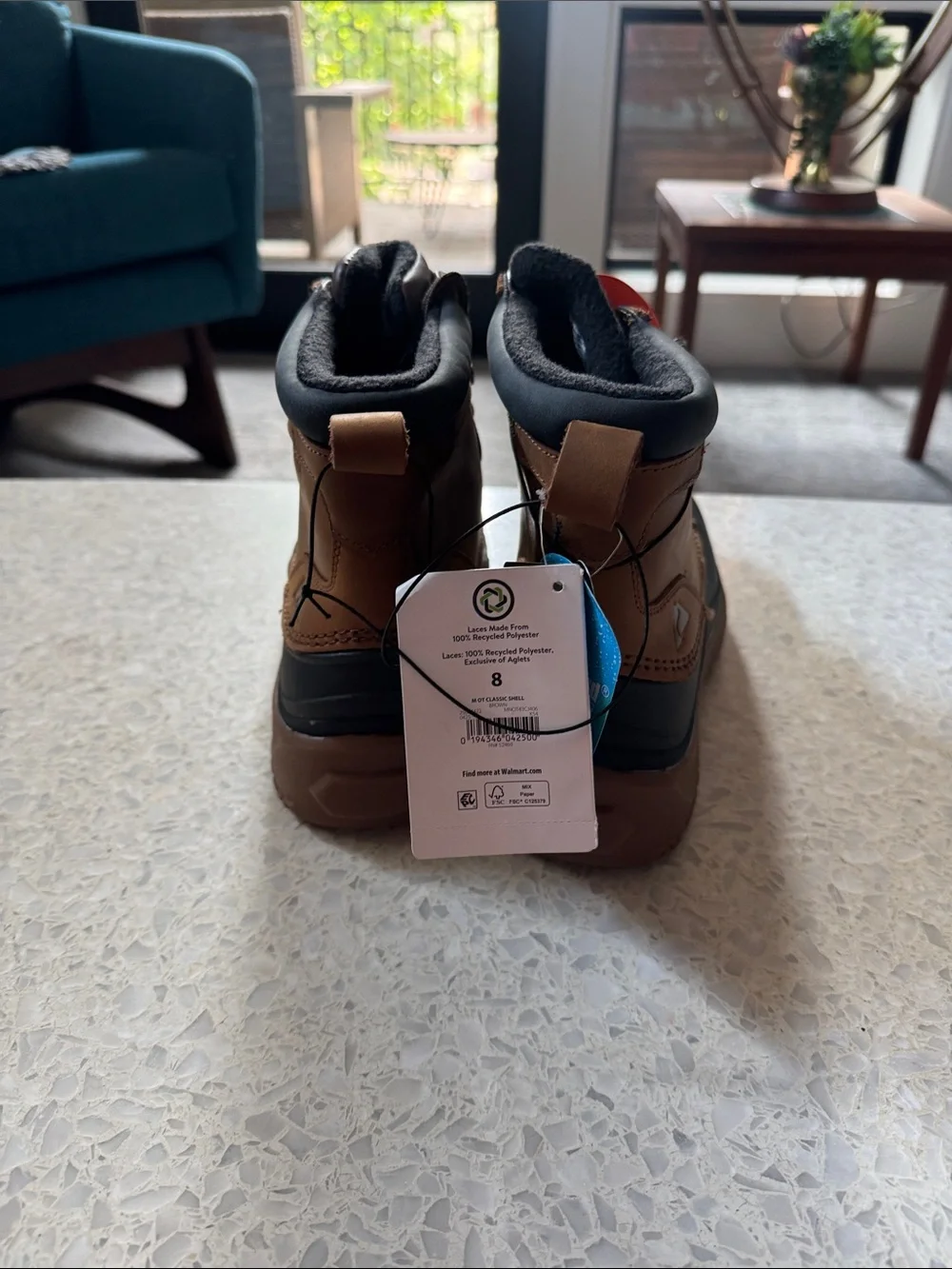 Ozark Trail Brown and Black Leather Waterproof Insulated Men's Snow Boots